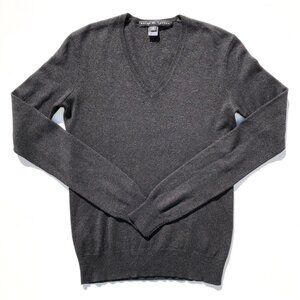 Ralph Lauren v-neck pullover sweater women S black silk cashmere blend classic